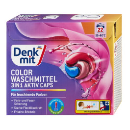 Капсули для прання Denkmit Colorwaschmittel 3in1 Aktiv Caps, 22 Wl
